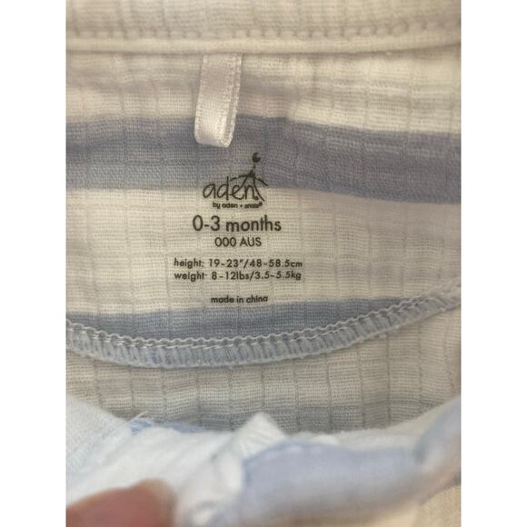 Aden by Aden + Anais Cotton Blue Stripe Baby Boy Onesie Footie Sleeper 0-3 Mnths - Picture 2 of 5
